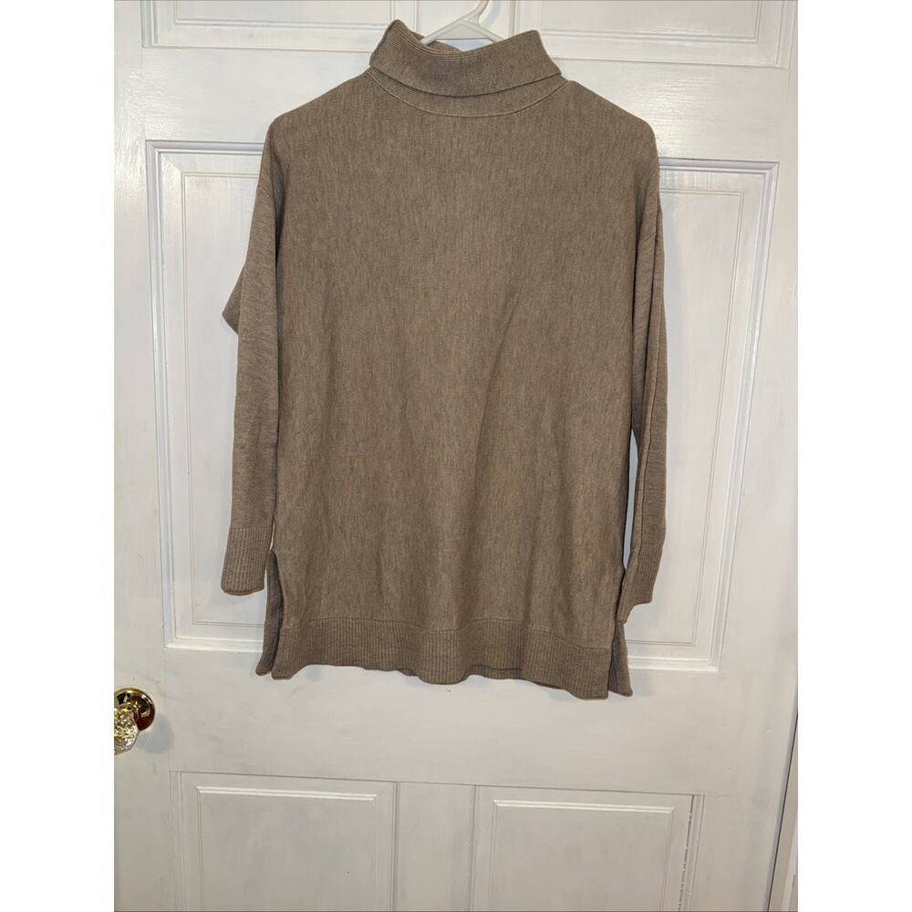 LOFT Beige Soft Knit Mock Neck Tunic Sweater Size PS